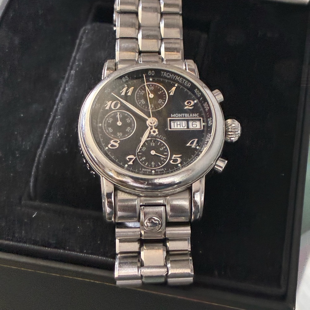 Montblanc Black Dial Silver Watch
